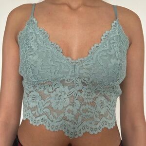 EUC SzL Zara Lace Bralette in Light Blue/Aqua